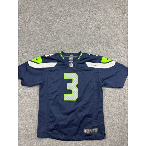 NFL Seattle Seahawks Russell Wilson Football Jersey Youth L Nike Blue On Field - Picture 1 of 7